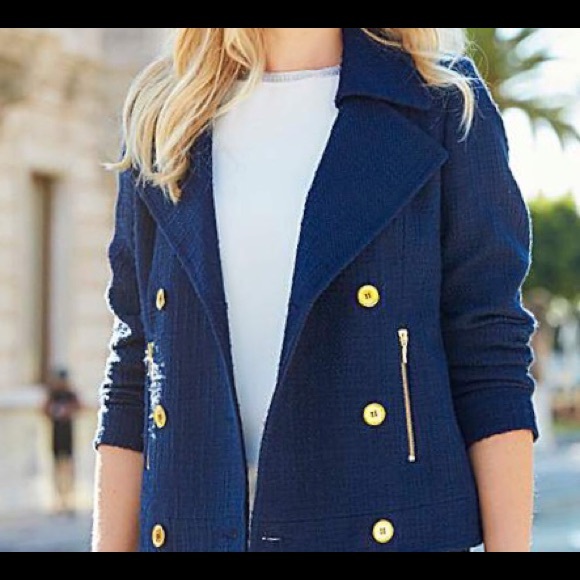 Joanna Hope Jackets & Blazers - Navy Blue Boucle Jacket- Very modern and stylish
